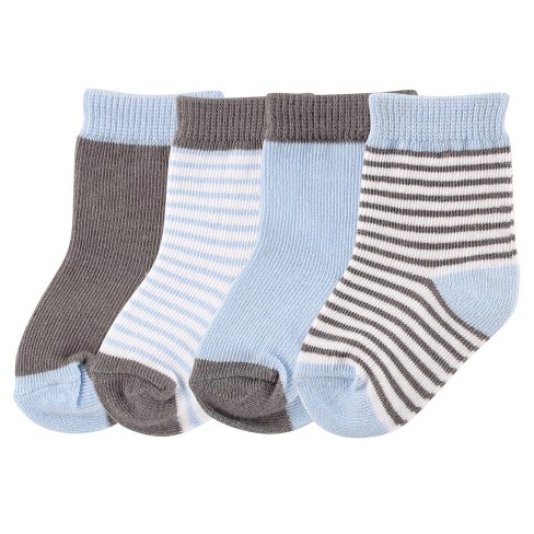 Luvable Friends Baby Basic Socks, 6 Pack, Blue and Gray, 0-6 Months