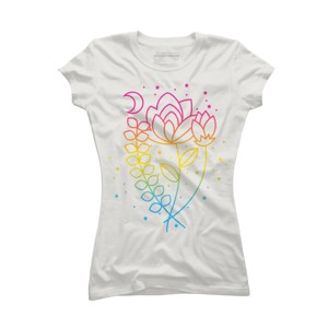Design By CoolAnimalCo Humans Floral Pride Flag Boho Lotus By CoolAnimalCo T-Shirt - 1 of 2