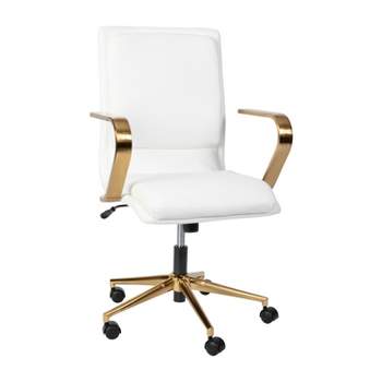 Merrick Lane Mid-Back Home Office Chair with Armrests, Height Adjustable Swivel Seat and Five Star Base