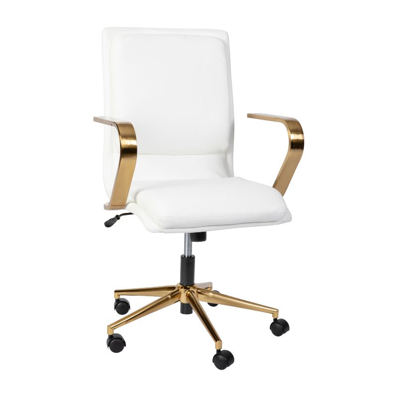 Merrick Lane Mid-Back Home Office Chair with Armrests, Height Adjustable Swivel Seat and Five Star Base, 1 of 13