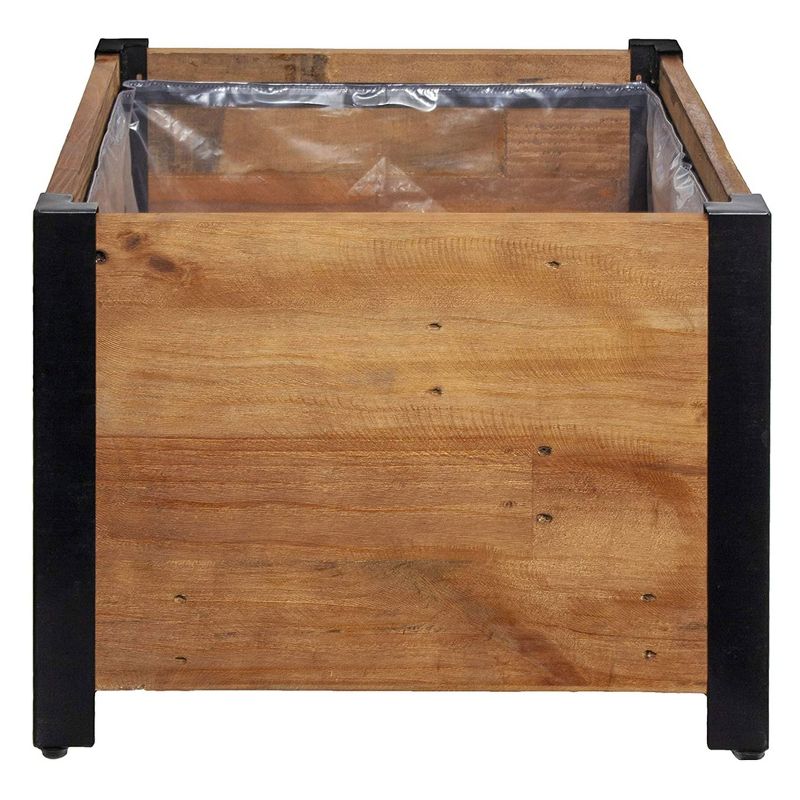 Grapevine 17.2 Inch Farmhouse Style Square Durable Urban Raised Garden Planter Box Made from Recycled Wooden Pallets with Steel Frame and Liner, 2 of 7