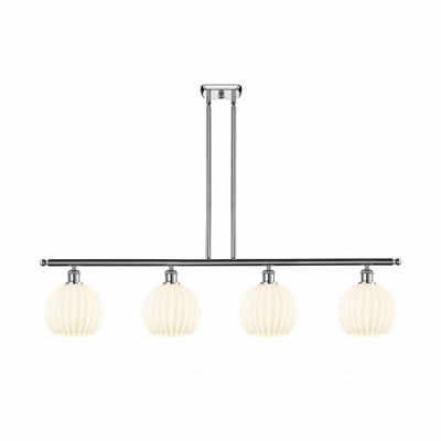 White Venetian - 4 Light Stem Hung Island In Modern Style-11 Inches Tall and 48 Inches Wide