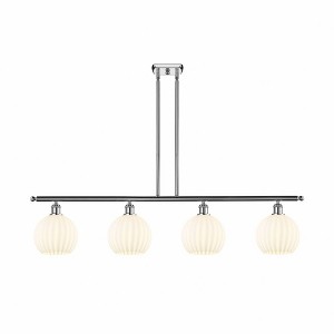 White Venetian - 4 Light Stem Hung Island In Modern Style-11 Inches Tall and 48 Inches Wide - 1 of 1