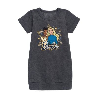 - Barbie - Hanukkah Doll Duo Graphic Short Sleeve Fleece Dress