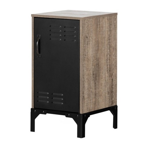 Valet 1 Door Nightstand Weathered Oak And Matte Black South Shore Target