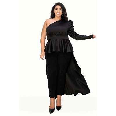 L I V D Women's Nicolette One Shoulder Peplum Top