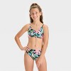 Girls' Ebony Tropical Floral Printed Bikini Swim Bottom - art class™ Black - 3 of 3