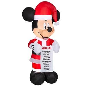 Disney 6-FT Mickey Mouse Dressed in Santa Suit with Wish List Inflatable - 1 of 3