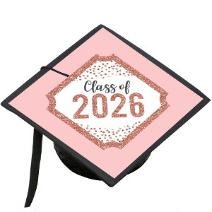 Big Dot of Happiness Rose Gold Grad - 2026 Graduation Cap Decorations Kit - Grad Cap Cover - 1 of 4