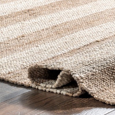 Beige Stripe Flat Woven Handmade Reversible 4' x 6' Rug