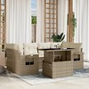 vidaXL Patio Sofa Set with Cushions Outdoor Furniture 7 Piece Poly Rattan - Beige and Cream Without Storage - 2 of 4