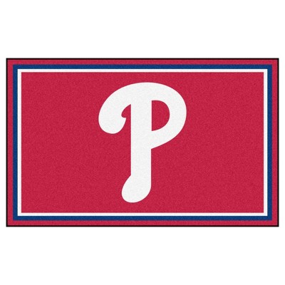 MLB Philadelphia Phillies 4'x6' P Logo Plush Area Rug - Red