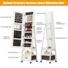 Swivel Jewelry Armoire, Floor Standing Locking Jewelry Armoire with Full Length Mirror,Bottom Drawer, Shelf, Wheels,White Jewelry Cabinet - 3 of 4
