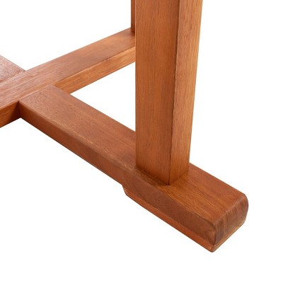 Natural Eucalyptus 3-Piece Bar Height Bistro Set with Navy Cushions