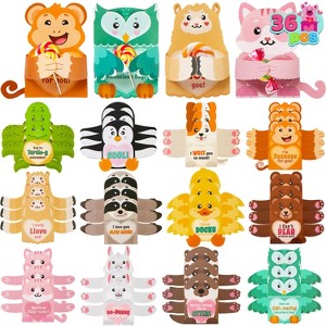 Joyfy 36 Pcs Valentines Day Gifts Cards with Animal Designs, Valentine’s Greeting Card Candy Holder Card for Kids, Classroom Exchange Card (Card only) - 1 of 4