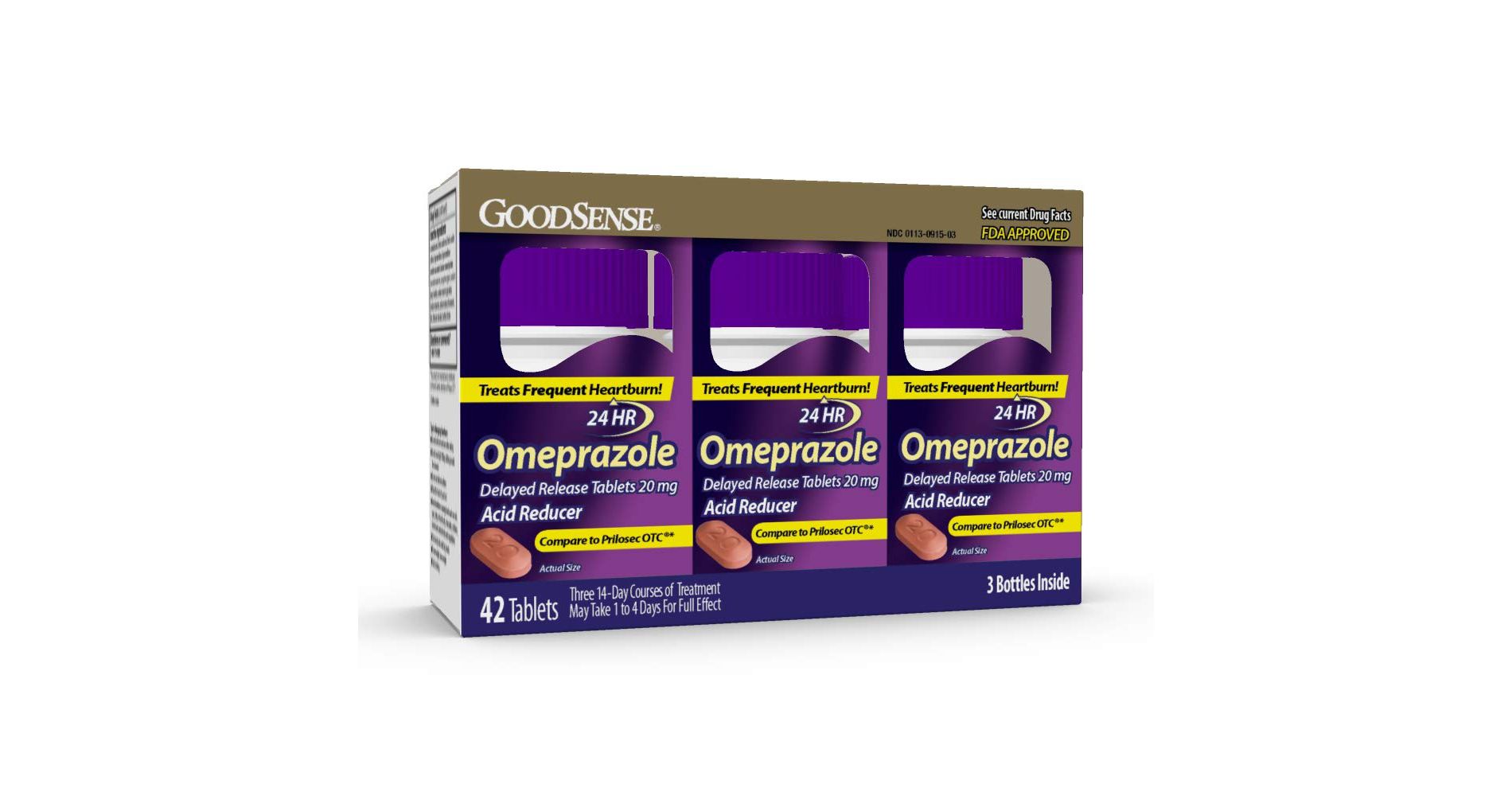Omeprazole Delayed Release Tablets 20 mg, Acid Reducer, Treats Heartburn, 42 Count