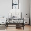 vidaXL 12" Black Twin XL Metal Bed Frame with Headboard & Footboard No Mattress - 3 of 4