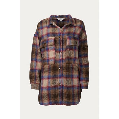 Women's CHECKED WOOL-BLEND SHACKET - J.NNA