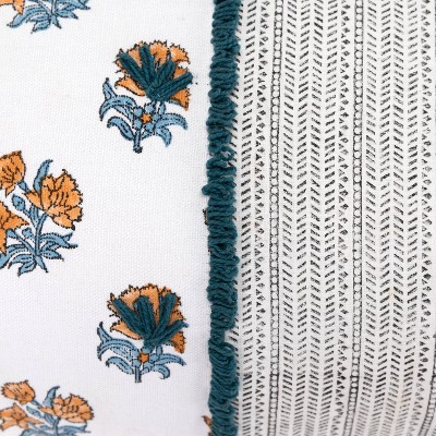 Boho Embroidered Multicolor Cotton Throw Pillow