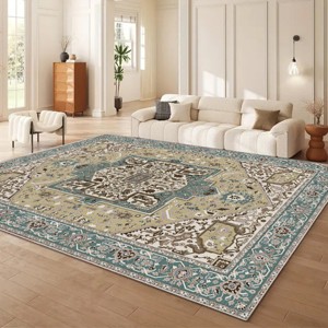 TopComfy Rugs Room Rugs Retro Persian Style Art Carpet Luxury Aesthetic Anchor Intricate Patterns for Living Room, White, 15.75"*14.57"*5.12" - 1 of 4
