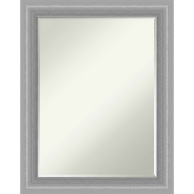 Amanti Art Peak Polished Nickel Narrow Petite Bevel Bathroom Wall Mirror 28.5 x 22.5 in.