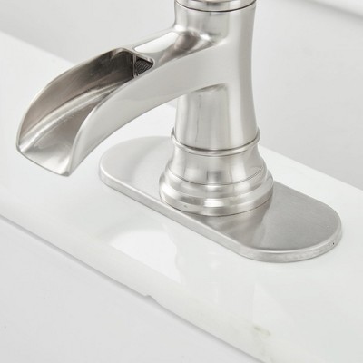 Brushed Nickel Single-Handle Waterfall Bathroom Faucet
