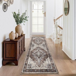 Machine Washable Area Rugs for Living Room Boho Vintage Soft Non-Slip Low Pile Distressed Carpet - 1 of 4