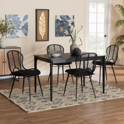 Baxton Studio Brenna Modern Bohemian Wood 5-Piece Dining Set