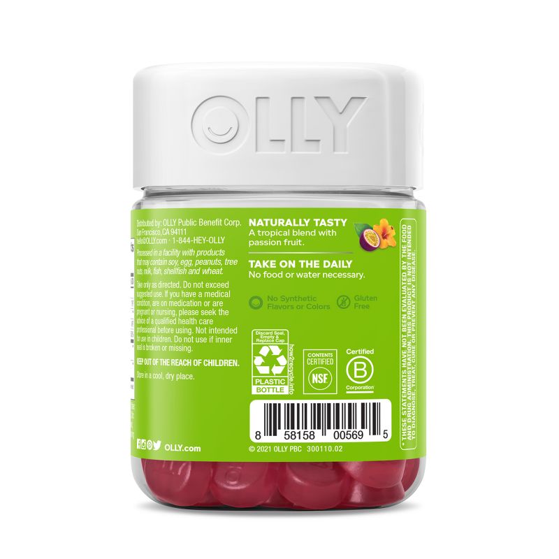 OLLY Daily Energy Caffeine-Free Gummies with Vitamin B12, CoQ10 &#38; Goji Berry - Tropical Passion - 60ct, 5 of 8