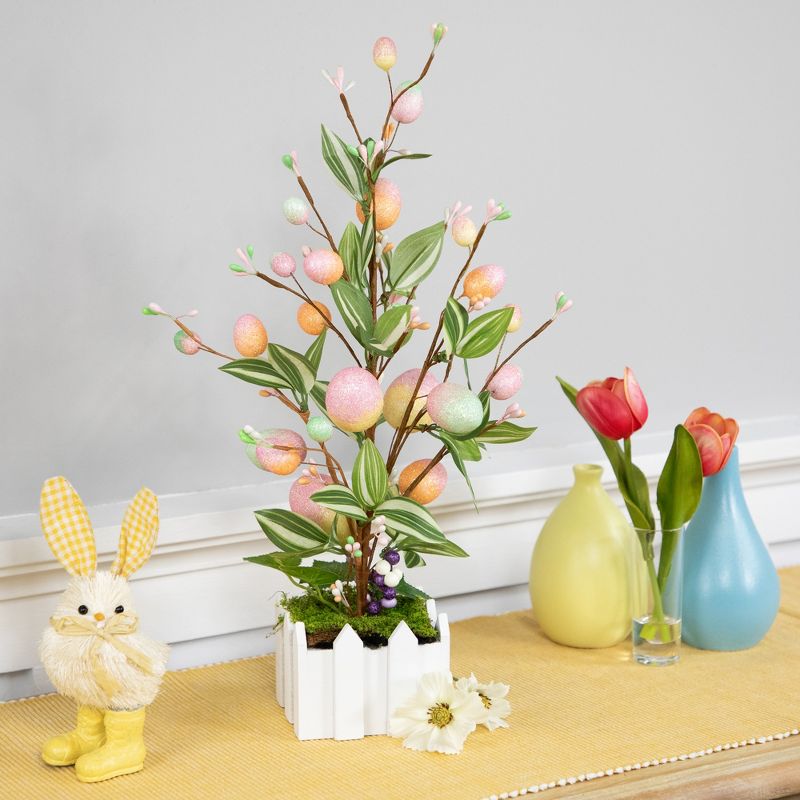 Northlight Artificial Potted Twig Tree with Easter Eggs - 18" - Pink, 3 of 9