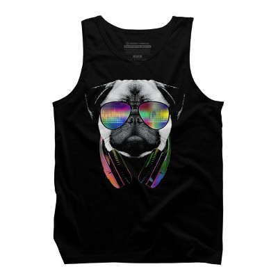 Men's Design By Humans Rainbow Beat DJ Pug By clingcling Tank Top
