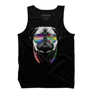 Men's Design By Humans Rainbow Beat DJ Pug By clingcling Tank Top - 1 of 4