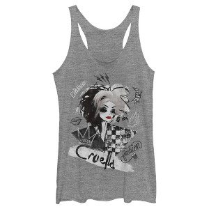Women's Cruella Fashion Sketch Racerback Tank Top - 1 of 4