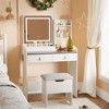 Vanity Desk with Mirror and LED Lights, Makeup Vanity Desk with Power Outlet, 3 Lighting Color Adjustable, 2 Large Drawers - 2 of 4