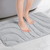 Unique Bargains Microfiber Bathroom Floor Geometry Absorbent Non-Slip Washable Mats 2 Pcs - 2 of 4