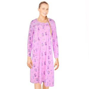 JEFFRICO Womens Long Sleeve Nightgowns Sleepwear Soft Pajama Dress Nightshirts - 1 of 4