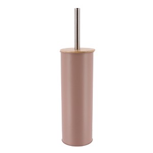 Evideco French Home Goods Metal Toilet Brush and Holder Set With Bamboo Lid - 1 of 4
