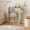 KWPZQEB 3-Tier Kids Bookshelf, Front-Facing/Green- Premium Book Shelf for Kids Rooms with Sloth Design - Toddler Book Display Rack - 3 of 4