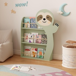 KTMBDW Kids Bookshelf, 3 Tiers Toddler Book Display Rack with Cute Animal Design, Wooden Bookcase for Playroom, Bedroom and Reading Corner, Green - 1 of 4
