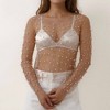 Chic Long Sleeve Sheer Top with Pearl Details - Non-Stretch Polyamide Layering Essential Cherie Code - 4 of 4