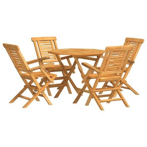 vidaXL Patio Dining Set Table and Chair Furniture 5 Piece Solid Wood Teak - 1 of 4