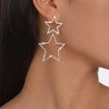 Sparkle Star Dangle Earrings - Hollow Double Star Rhinestone Drop, Festival Christmas Birthday Party Gift - 4 of 4