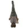 Northlight Woodland Gnome Holding a Wooden Tree Christmas Figurine - 33" - Brown and White - 4 of 4