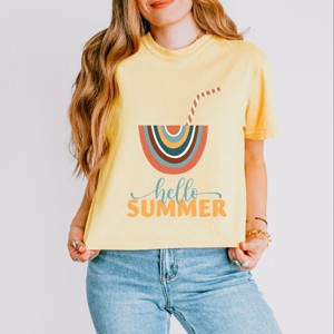 Simply Sage Market Boho Hello Summer Drink Boxy Crop Top - 1 of 4