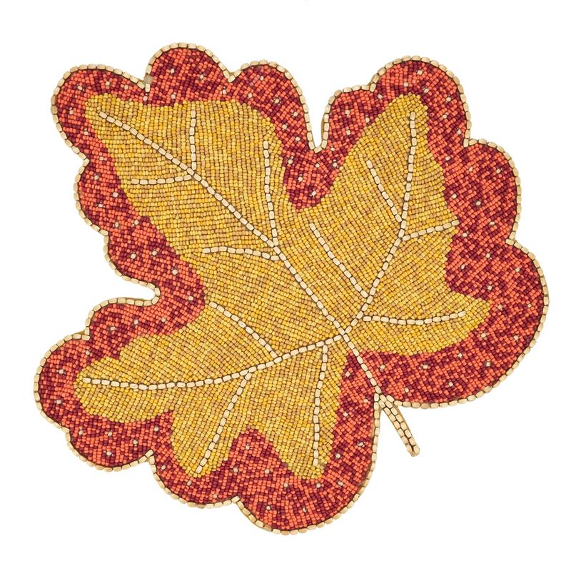 Saro Lifestyle Beaded Leaf Table Mats (Set of 4), 1 of 5