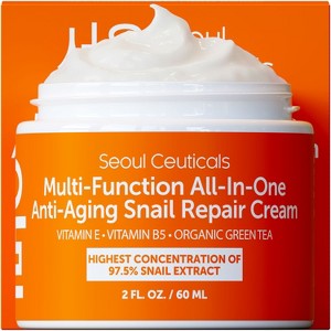 Seoul Ceuticals Korean Skin Care Snail Repair Cream - Korean Moisturizer Night Cream 97.5% Snail Mucin Extract - All In One Recovery Power, 2oz - 1 of 4