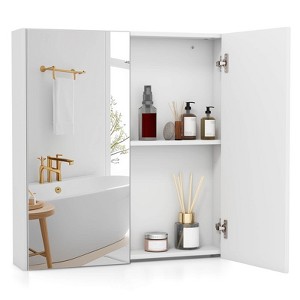 Costway 24.5" x 42.5" Bathroom Wall Cabinet with Double Mirrored Doors & Adjustable Shelf - 1 of 4