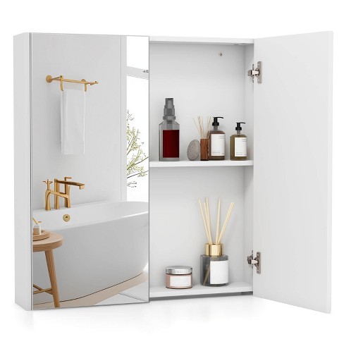 Costway 24.5" x 42.5" Bathroom Wall Cabinet with Double Mirrored Doors & Adjustable Shelf - image 1 of 4