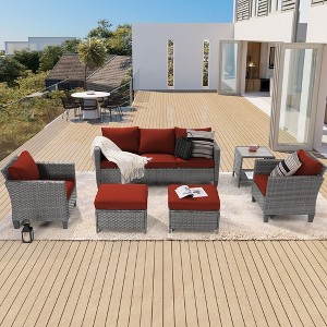 Sonkuki 6-Piece Patio Conversation Set with Side Table - 1 of 4