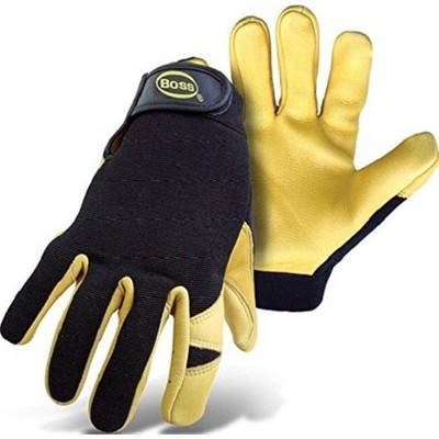 Boss Deerskin Leather Gloves with Nylon/Spandex Back Gloves, Size X-Large